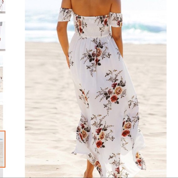 Available Chiffon Maxi Lining Floral Beach Dress - Picture 5 of 7